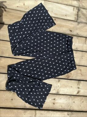 Black Wide Leg Pants with White playboy bunny print